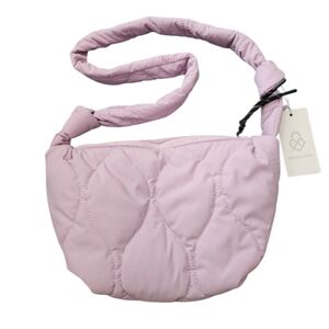 Street Level Lavender Quilted Nylon Puffer Puffy Hobo Bag